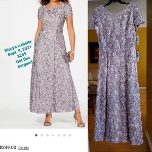 NWT Size 16 Alex Evenings A-Line dove grey gown
